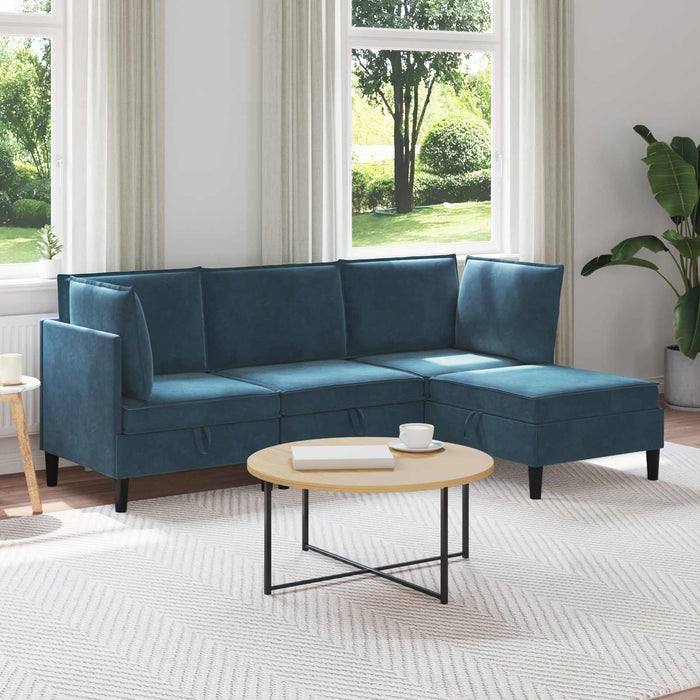 Set de mobilier pentru living cu pernă 4 pcs albastru Catifea WALTI