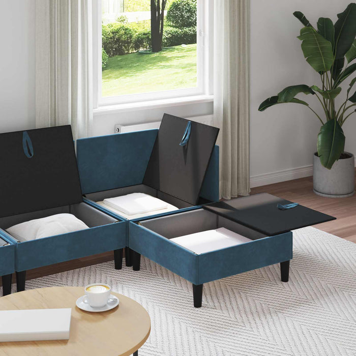 Set de mobilier pentru living cu pernă 4 pcs albastru Catifea WALTI