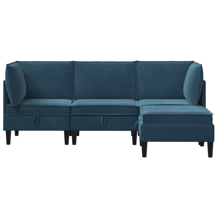 Set de mobilier pentru living cu pernă 4 pcs albastru Catifea WALTI