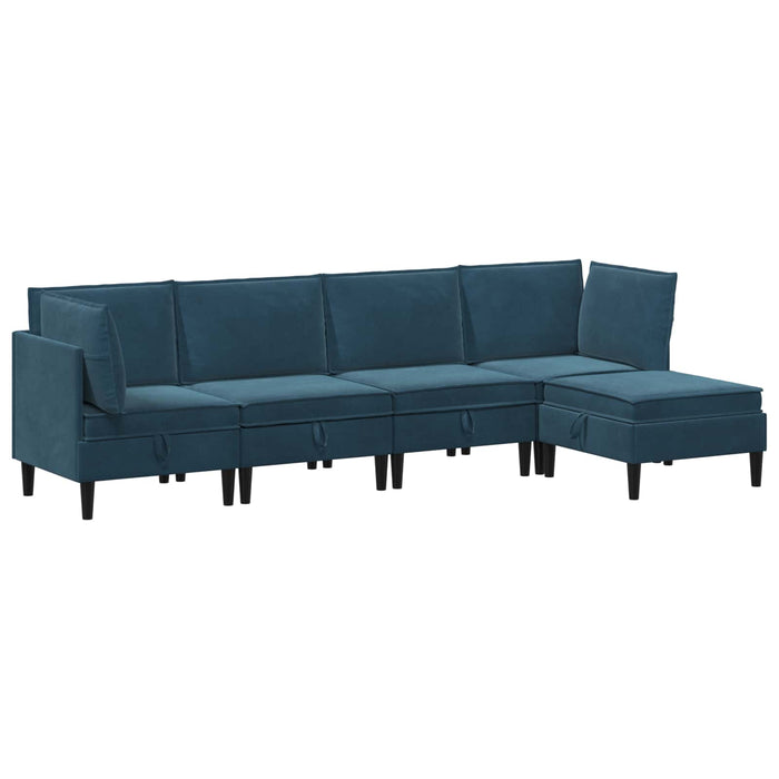 Set de mobilier pentru living cu pernă 5 pcs albastru Catifea WALTI