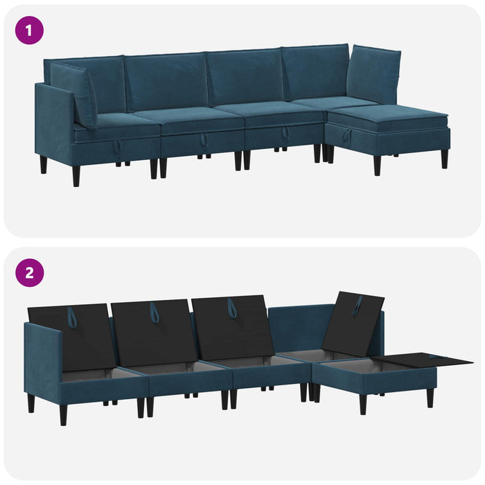 Set de mobilier pentru living cu pernă 5 pcs albastru Catifea WALTI