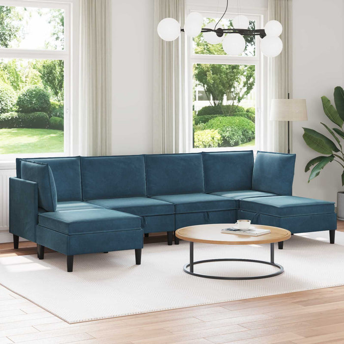 Set de mobilier pentru living cu pernă 6 pcs albastru Catifea WALTI