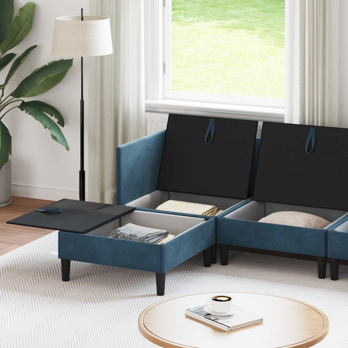 Set de mobilier pentru living cu pernă 6 pcs albastru Catifea WALTI