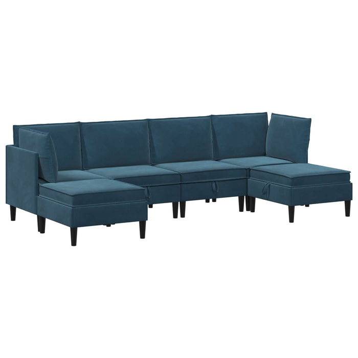 Set de mobilier pentru living cu pernă 6 pcs albastru Catifea WALTI