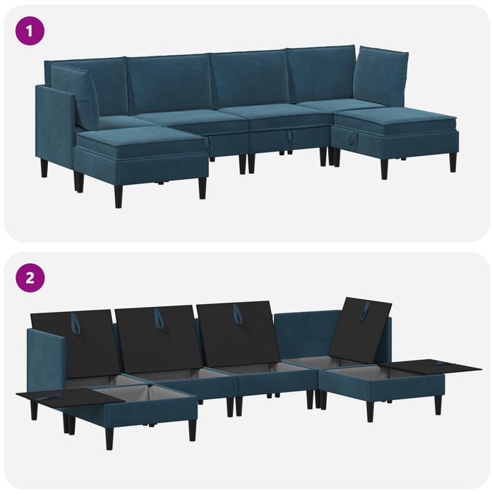 Set de mobilier pentru living cu pernă 6 pcs albastru Catifea WALTI
