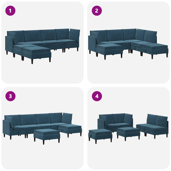 Set de mobilier pentru living cu pernă 6 pcs albastru Catifea WALTI