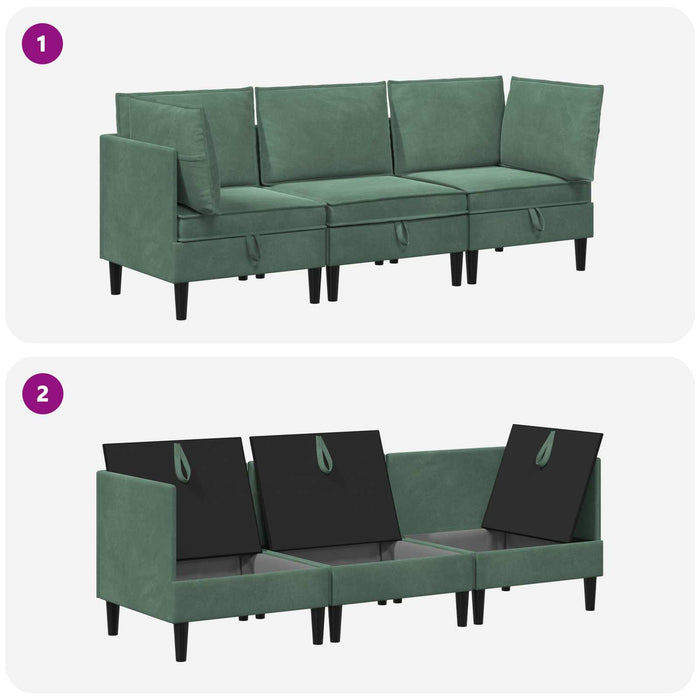 Set de mobilier pentru living 3 pcs Verde Mării Catifea WALTI