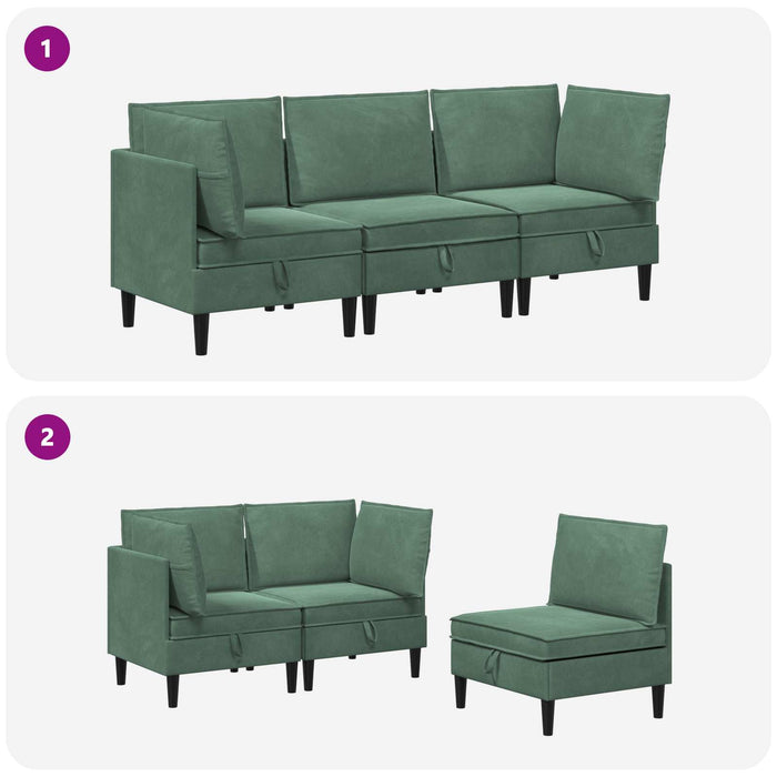 Set de mobilier pentru living 3 pcs Verde Mării Catifea WALTI