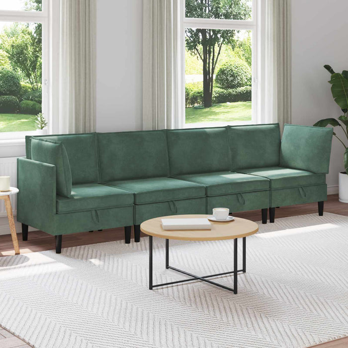 Set de mobilier pentru living 4 pcs Verde Mării Catifea WALTI
