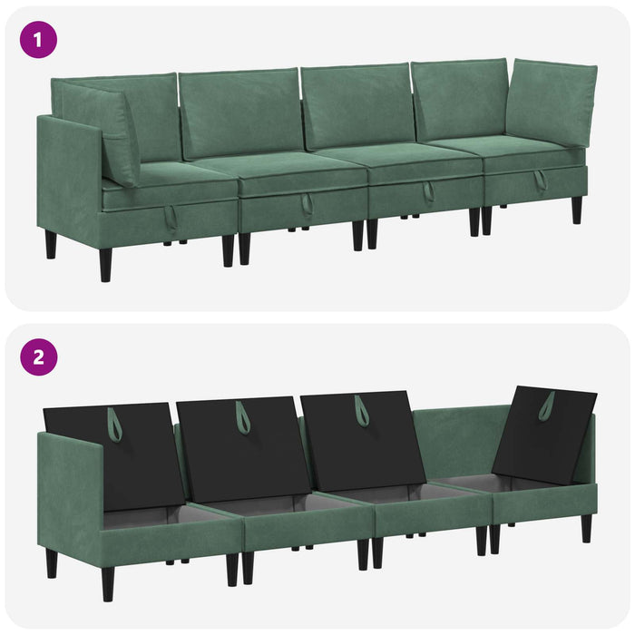 Set de mobilier pentru living 4 pcs Verde Mării Catifea WALTI
