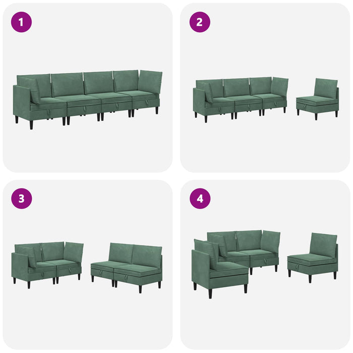 Set de mobilier pentru living 4 pcs Verde Mării Catifea WALTI