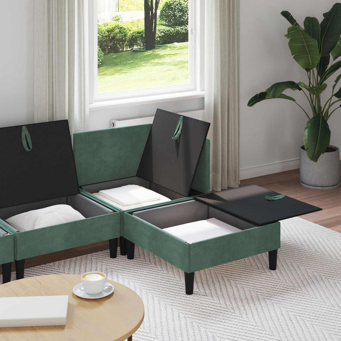 Set de mobilier pentru living 4 pcs Verde Mării Catifea WALTI