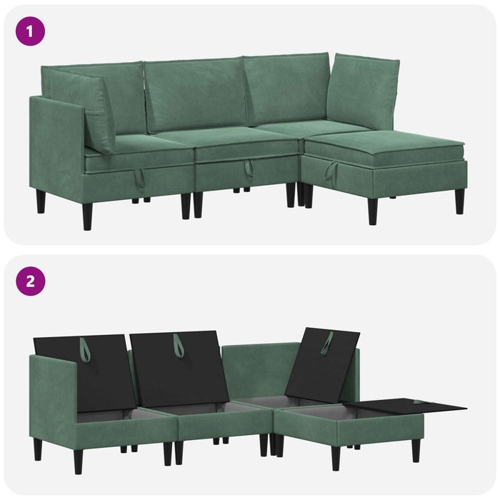 Set de mobilier pentru living 4 pcs Verde Mării Catifea WALTI