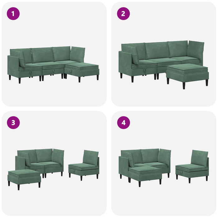 Set de mobilier pentru living 4 pcs Verde Mării Catifea WALTI