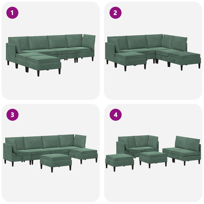 Set de mobilier pentru living 6 pcs Verde Mării Catifea WALTI