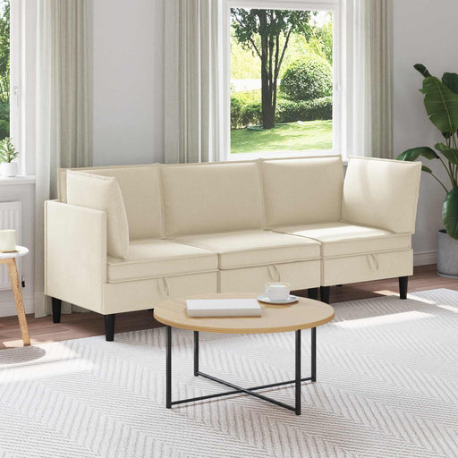 Set de mobilier pentru living 3 pcs Crem Țesătură - WALTI WALTI