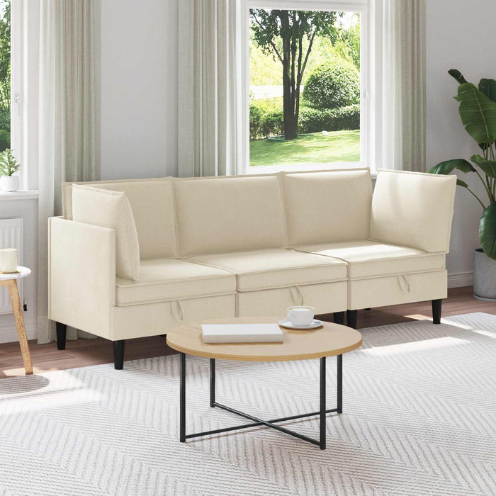 Set de mobilier pentru living 3 pcs Crem Țesătură - WALTI WALTI