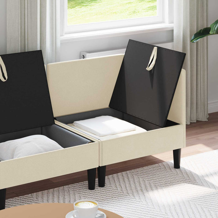 Set de mobilier pentru living 3 pcs Crem Țesătură - WALTI WALTI