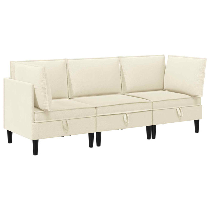 Set de mobilier pentru living 3 pcs Crem Țesătură - WALTI WALTI