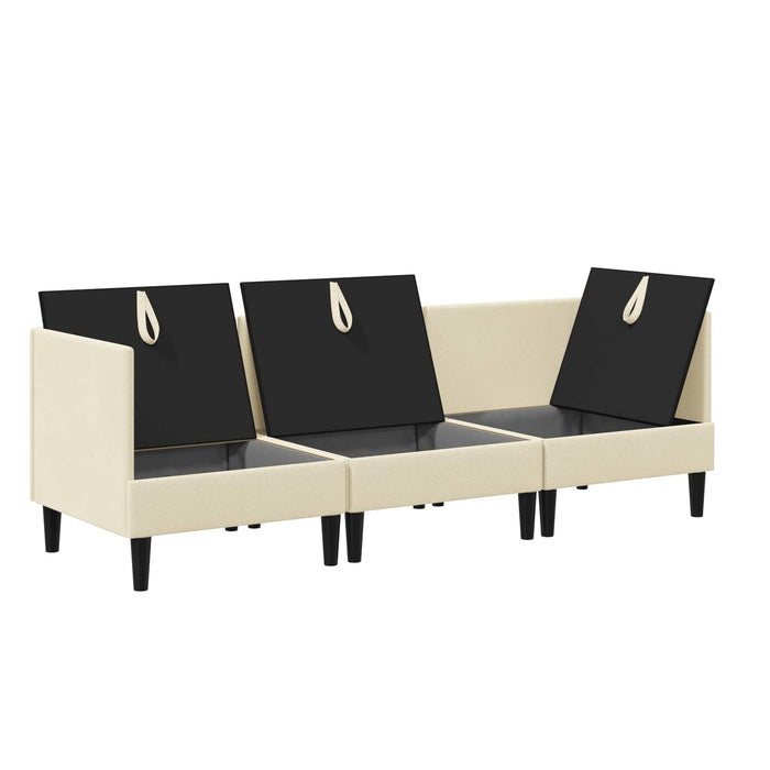 Set de mobilier pentru living 3 pcs Crem Țesătură - WALTI WALTI
