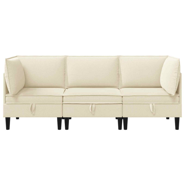 Set de mobilier pentru living 3 pcs Crem Țesătură - WALTI WALTI
