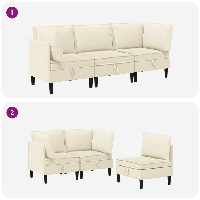 Set de mobilier pentru living 3 pcs Crem Țesătură - WALTI WALTI