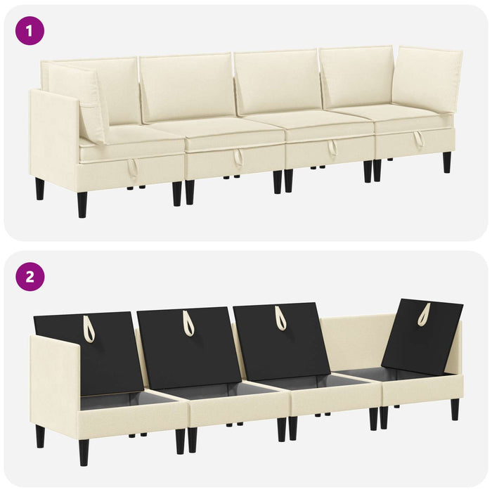 Set de mobilier pentru living 4 pcs Crem Țesătură - WALTI WALTI