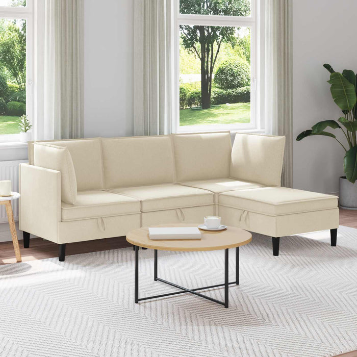 Set de mobilier pentru living 4 pcs Crem Țesătură - WALTI WALTI