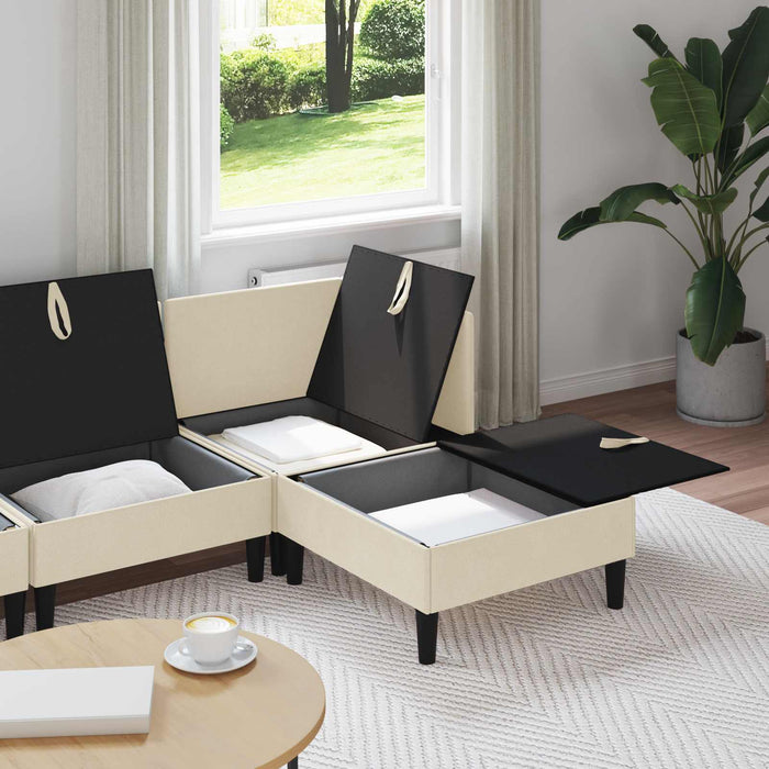 Set de mobilier pentru living 4 pcs Crem Țesătură - WALTI WALTI