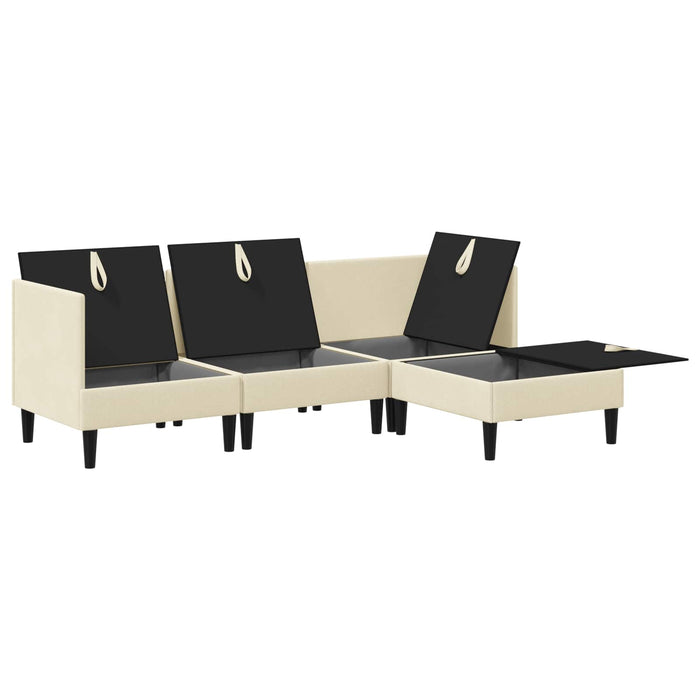 Set de mobilier pentru living 4 pcs Crem Țesătură - WALTI WALTI