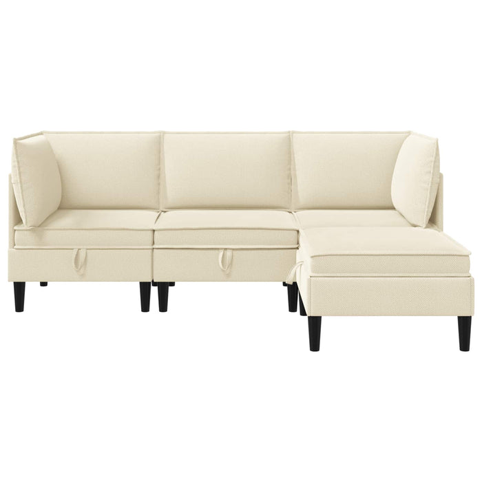 Set de mobilier pentru living 4 pcs Crem Țesătură - WALTI WALTI