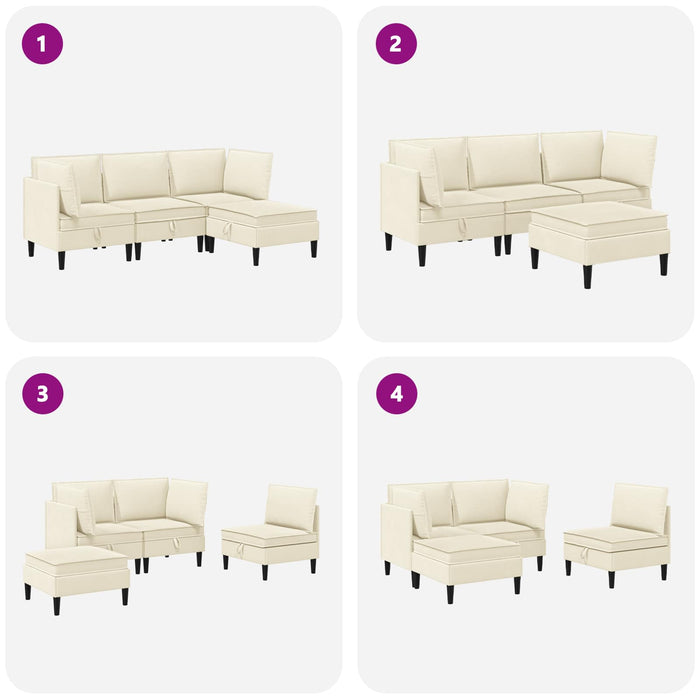 Set de mobilier pentru living 4 pcs Crem Țesătură - WALTI WALTI