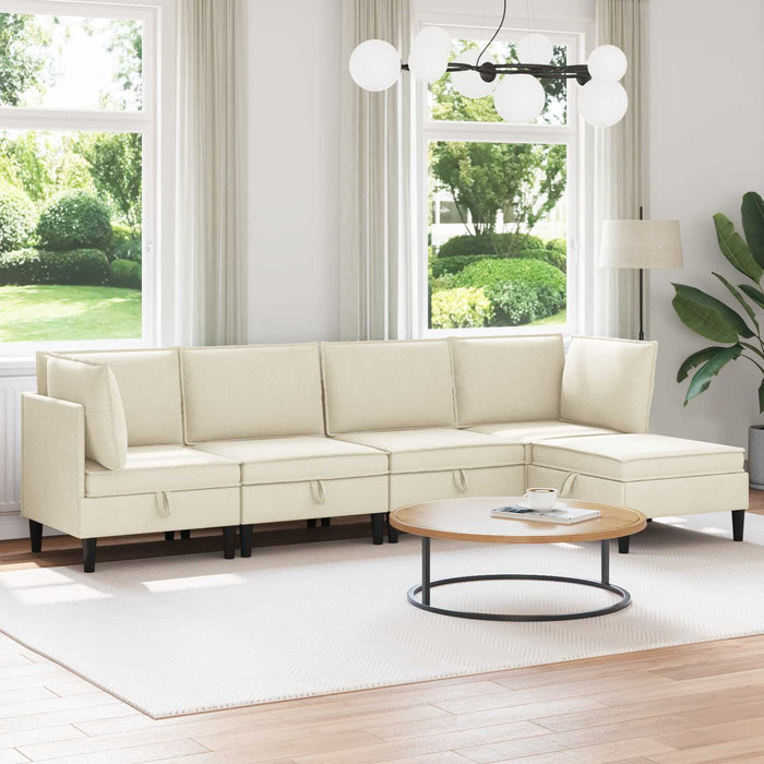 Set de mobilier pentru living 5 pcs Crem Țesătură - WALTI WALTI