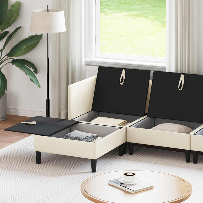 Set de mobilier pentru living 5 pcs Crem Țesătură - WALTI WALTI