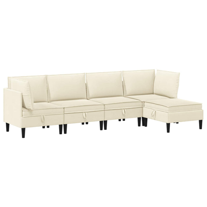Set de mobilier pentru living 5 pcs Crem Țesătură - WALTI WALTI