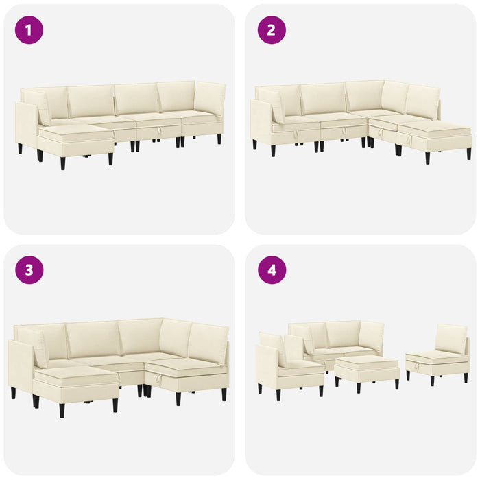 Set de mobilier pentru living 5 pcs Crem Țesătură - WALTI WALTI