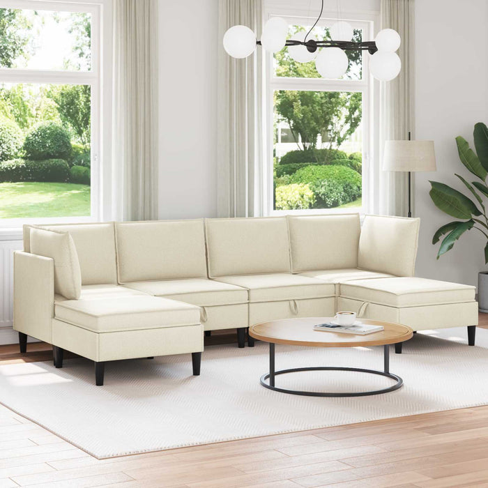 Set de mobilier pentru living 6 pcs Crem Țesătură - WALTI WALTI
