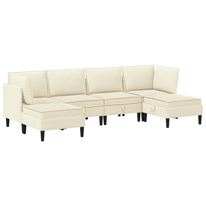 Set de mobilier pentru living 6 pcs Crem Țesătură - WALTI WALTI