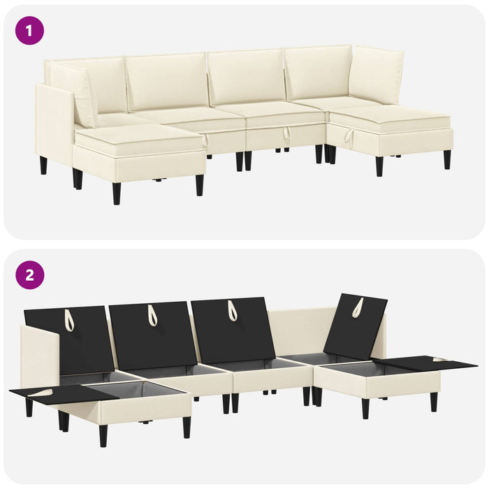 Set de mobilier pentru living 6 pcs Crem Țesătură - WALTI WALTI