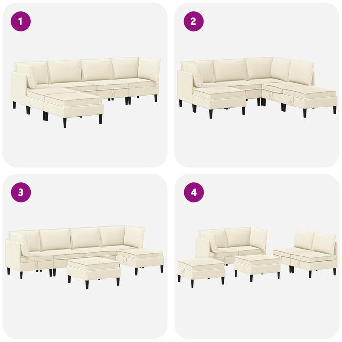 Set de mobilier pentru living 6 pcs Crem Țesătură - WALTI WALTI