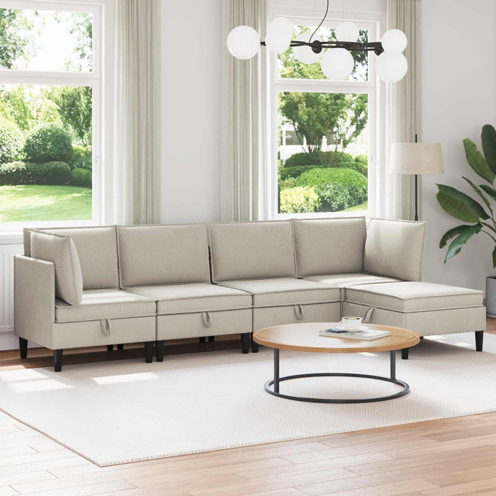 Set de mobilier pentru living 5 pcs Ovăz Țesătură - WALTI WALTI