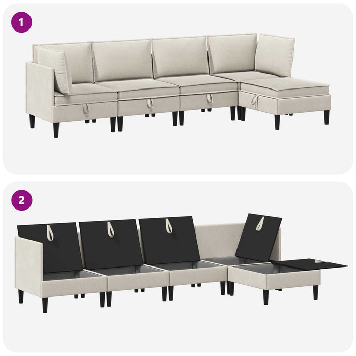 Set de mobilier pentru living 5 pcs Ovăz Țesătură - WALTI WALTI