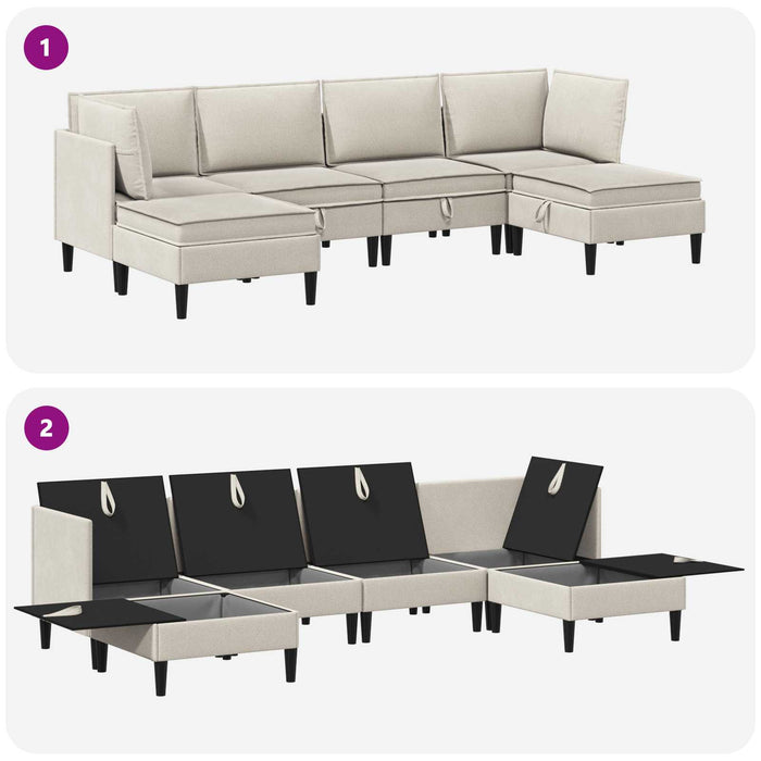 Set de mobilier pentru living 6 pcs Ovăz Țesătură - WALTI WALTI