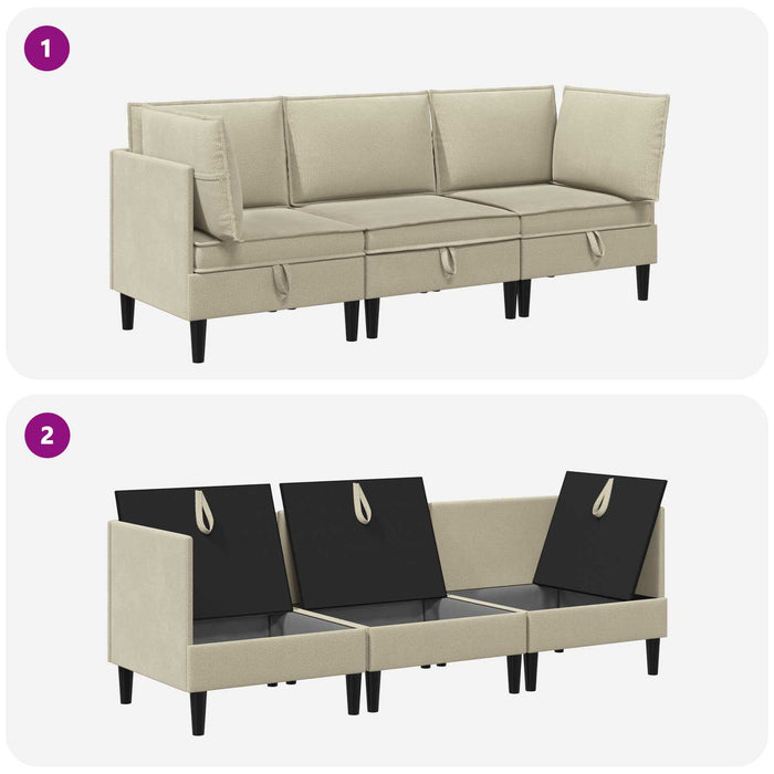 Set de mobilier pentru living 3 pcs Nisipiu Țesătură - WALTI WALTI