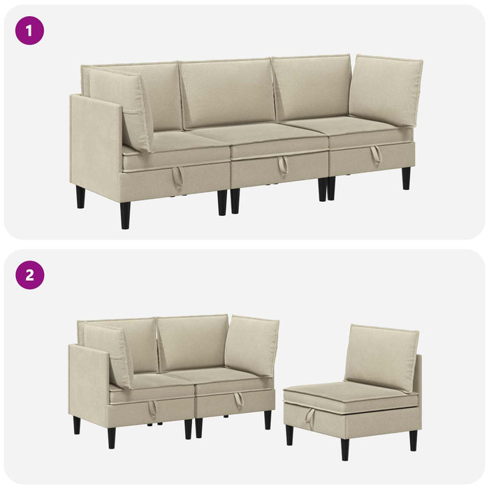 Set de mobilier pentru living 3 pcs Nisipiu Țesătură - WALTI WALTI