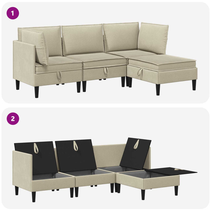 Set de mobilier pentru living 4 pcs Nisipiu Țesătură - WALTI WALTI