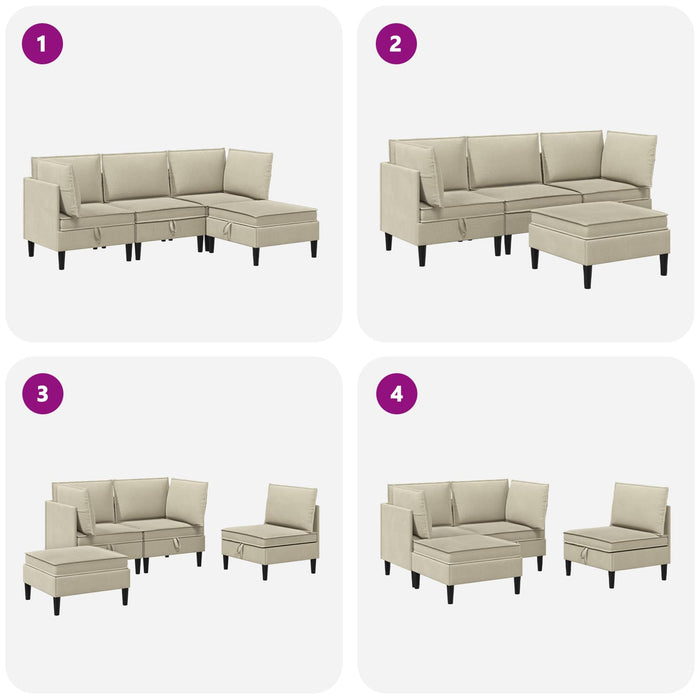 Set de mobilier pentru living 4 pcs Nisipiu Țesătură - WALTI WALTI