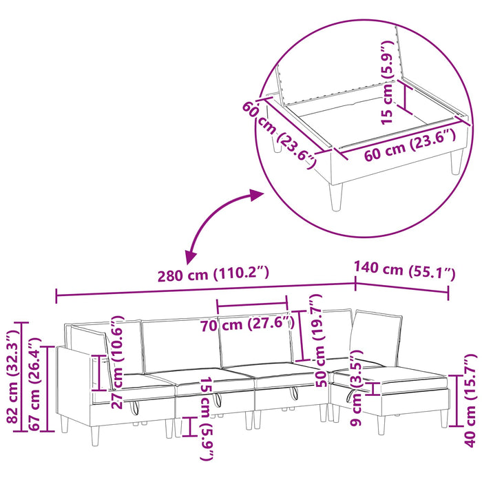 Set de mobilier pentru living 5 pcs Nisipiu Țesătură - WALTI WALTI