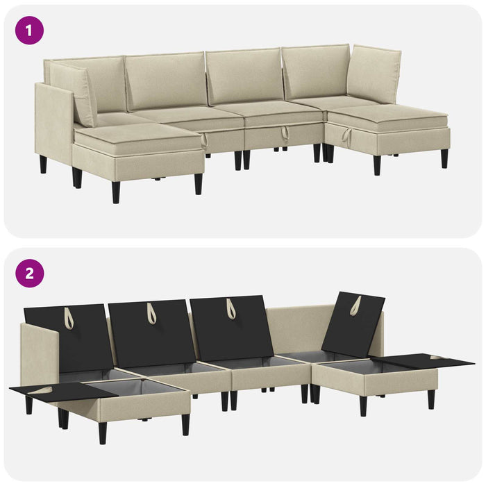Set de mobilier pentru living 6 pcs Nisipiu Țesătură - WALTI WALTI