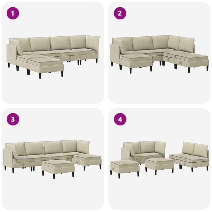 Set de mobilier pentru living 6 pcs Nisipiu Țesătură - WALTI WALTI